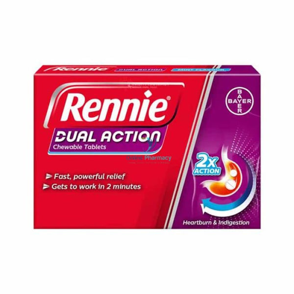 Rennie Dual Action Chewable Tablets - 24 Pack Acid Indigestion & Reflux