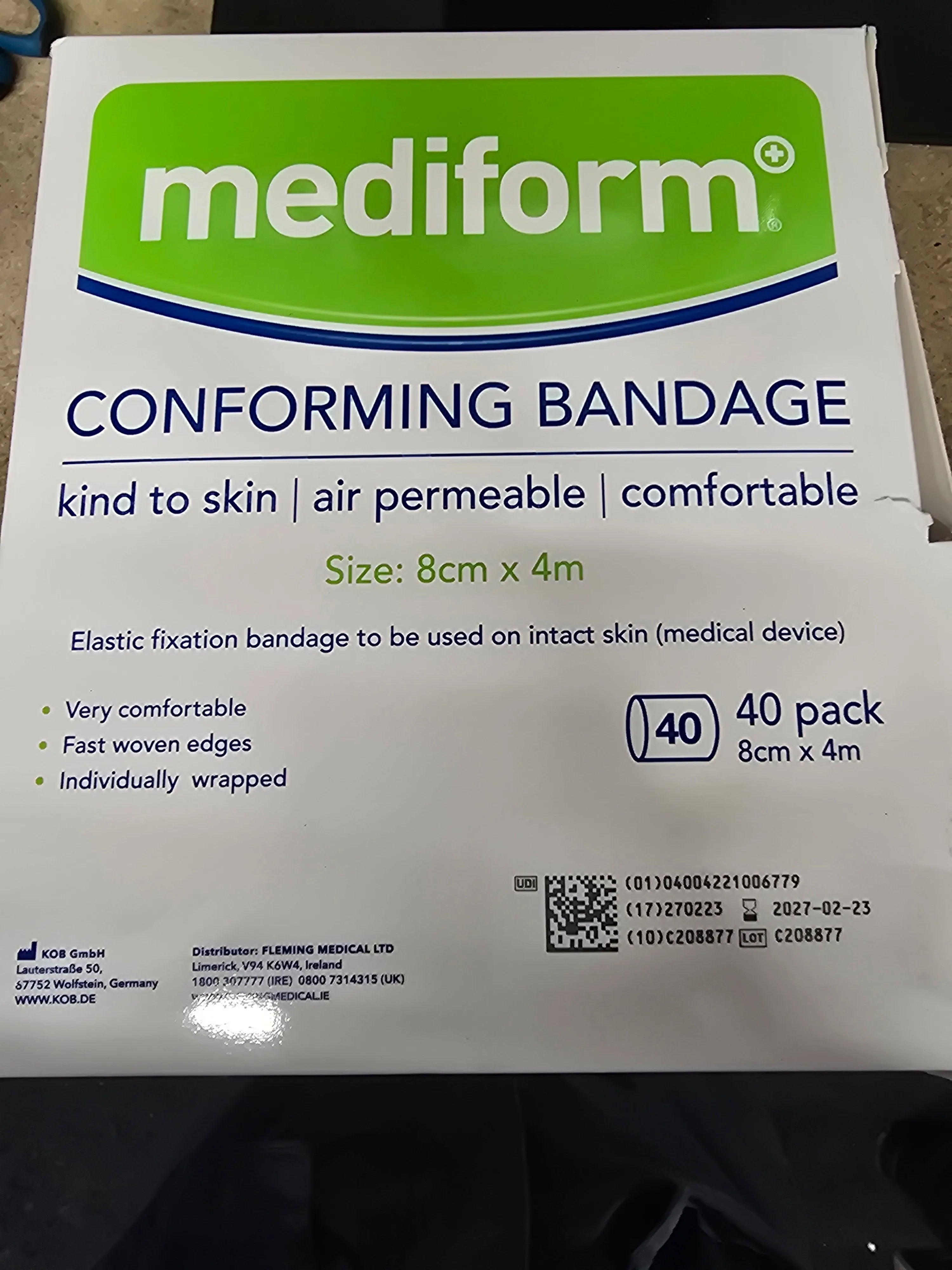 Mediform Conforming Bandage 8cm x 4m - Individual Bandage / Box of 40 Bandages