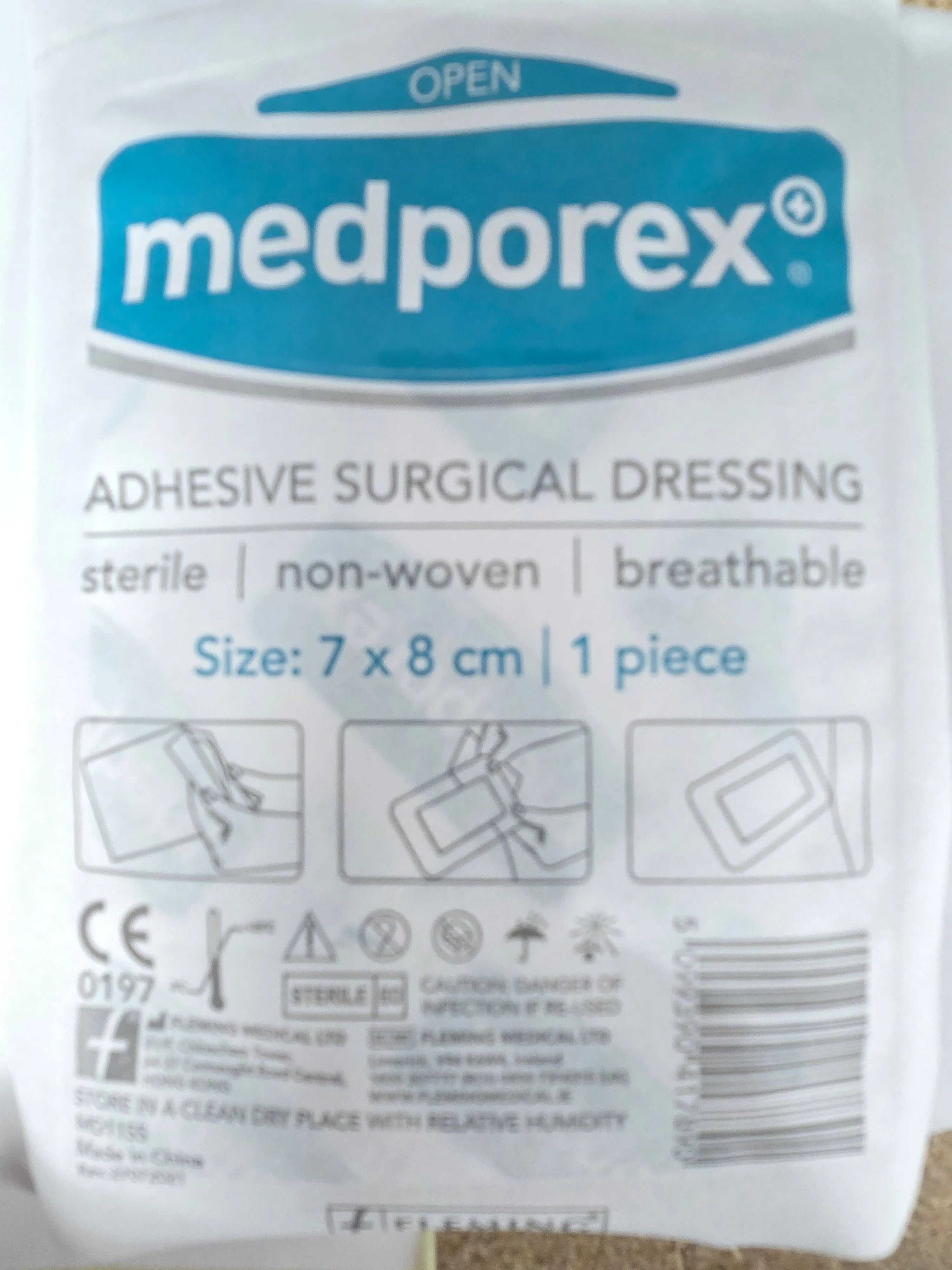 Medporex Adhesive Wound Dressing - 7cm x 8cm (Single Dressing)