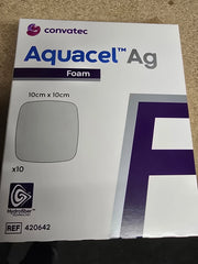 Convatec Aquacel Ag Foam Non Adhesive Dressings 10cm x 10cm - 10 Pack