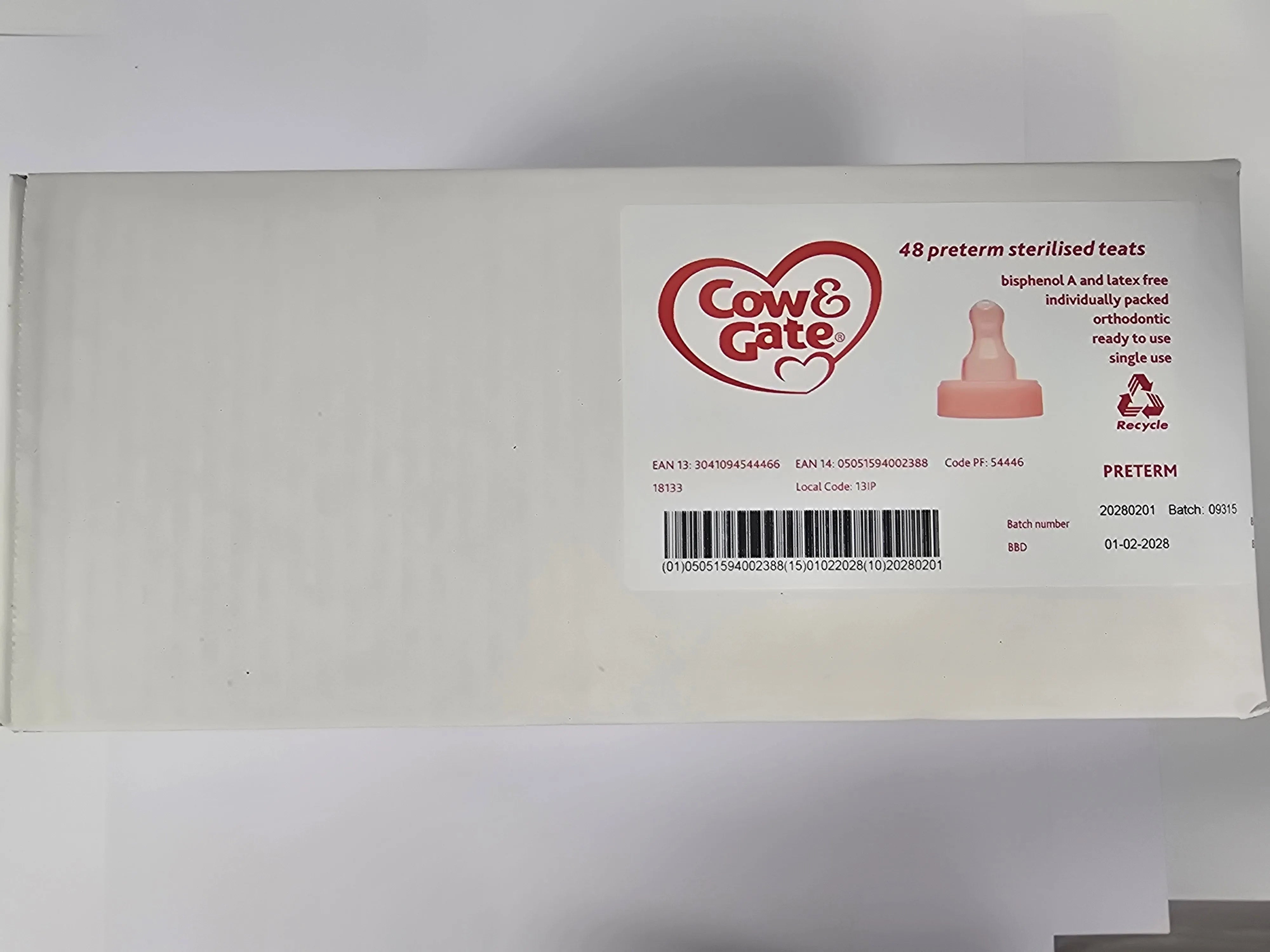 Cow & Gate RTF Preterm Teats - 48 Pack