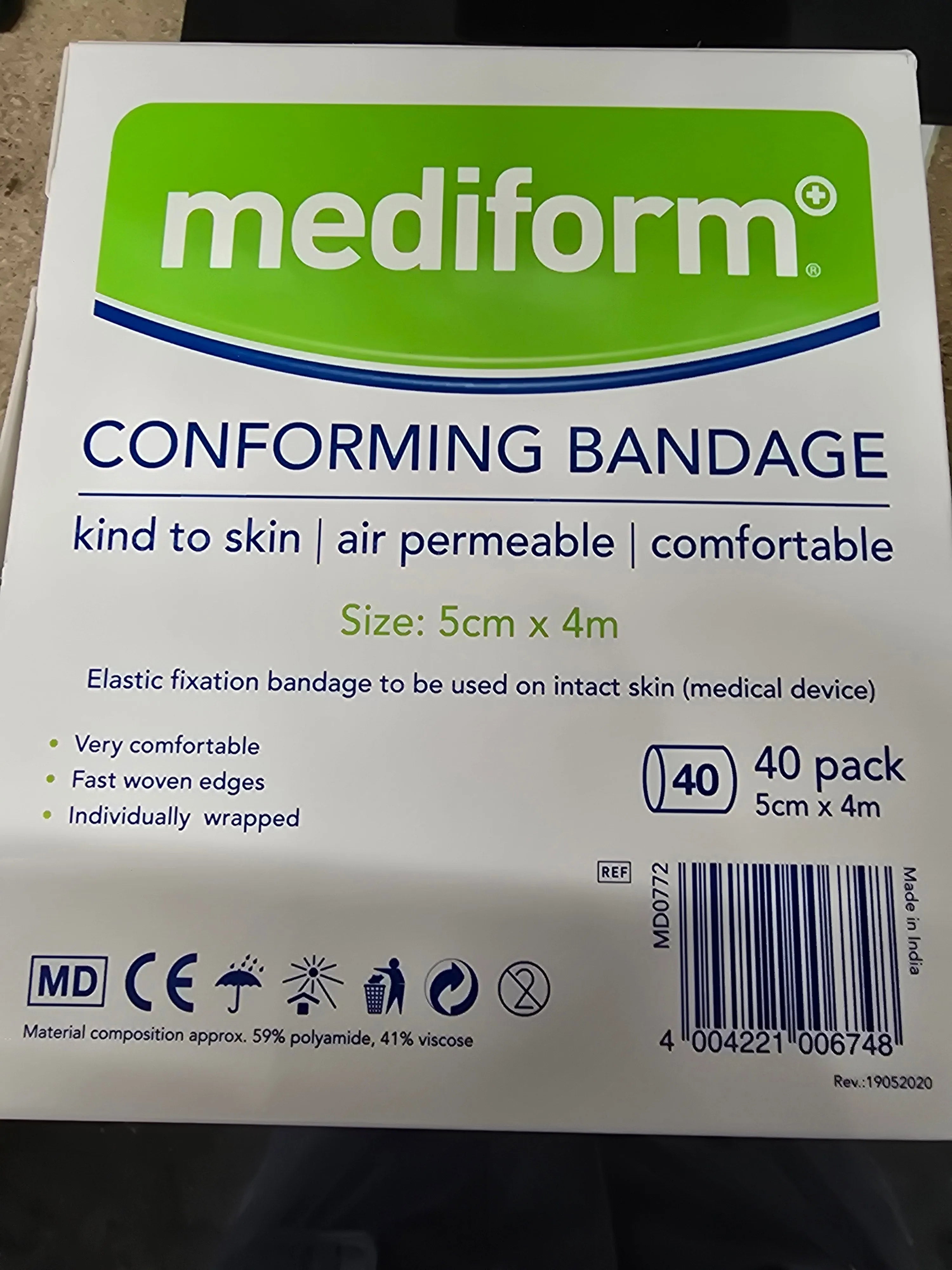 Mediform Conforming Bandage 5cm x 4m - Individual Bandage / Box of 40 Bandages