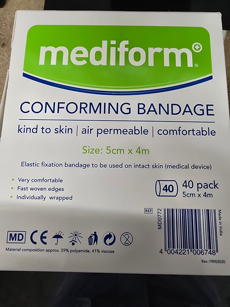 Mediform Conforming Bandage 5cm x 4m - Individual Bandage / Box of 40 Bandages