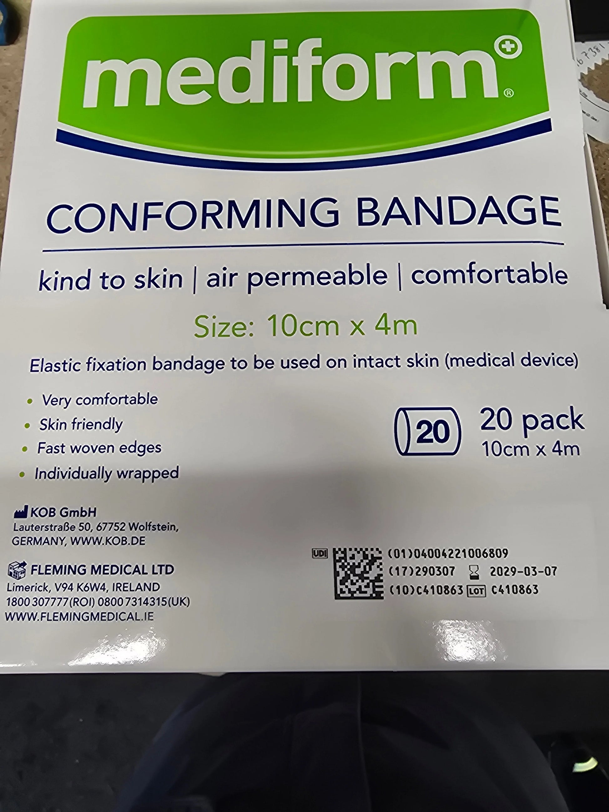 Mediform Conforming Bandage 10cm x 4m - Individual Bandage / Box of 20 Bandages