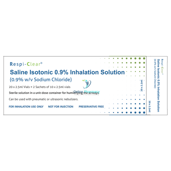 Saline Isotonic 0.9% Inhalation Solution Nebules - 20 Pack - OnlinePharmacy