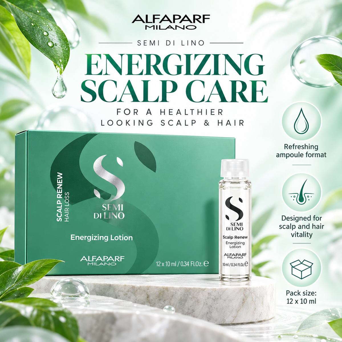 Alfaparf Semi Di Lino Scalp Renew Energizing Lotion - 12 x 10ml