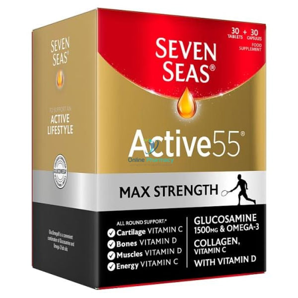 Seven Seas Active 55 Max Strength 1500mg Glucosamine - 30 Tablets & 30 Capsules - OnlinePharmacy