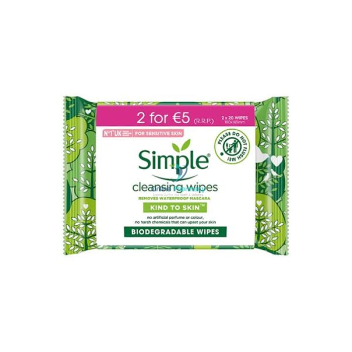 Simple Biodegradable Wipes - 40 Wipes Makeup Removers