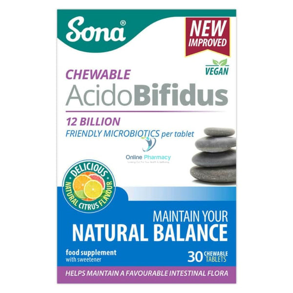 Sona Acidobifidus Chewable 12 billion Tablets - 30 Pack - OnlinePharmacy