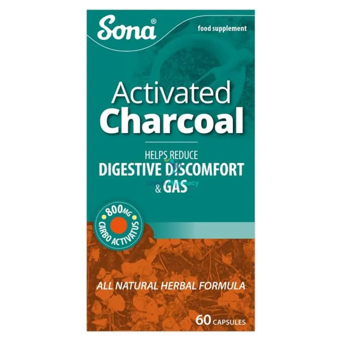 Sona Activated Charcoal 200mg Capsules - 60 Pack