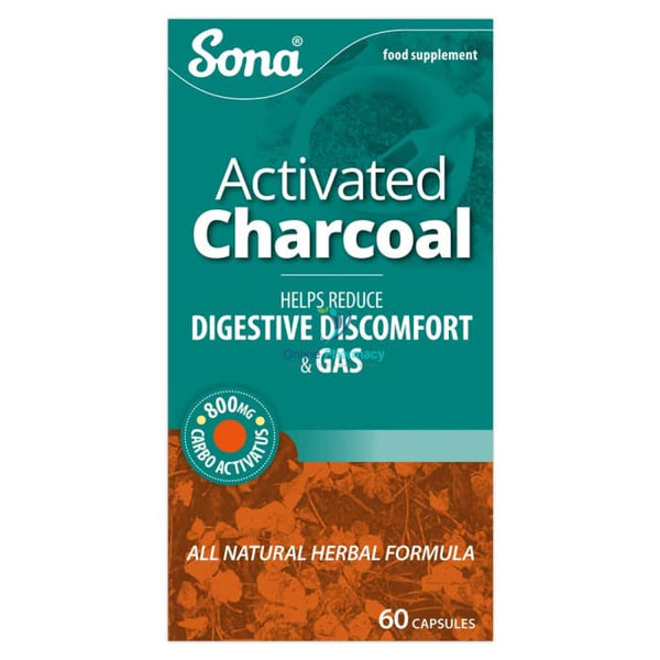 Sona Activated Charcoal 200mg Capsules - 60 Pack - OnlinePharmacy