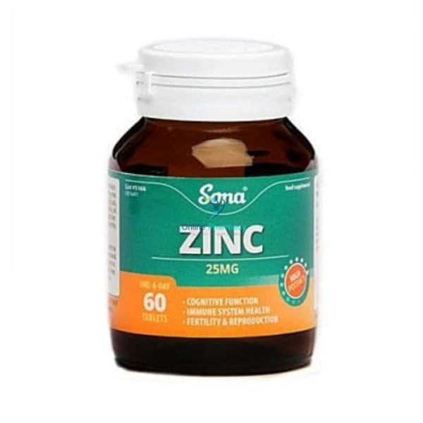 Sona Chelated Zinc 25Mg Tablets - 60 Pack Vitamins & Supplements