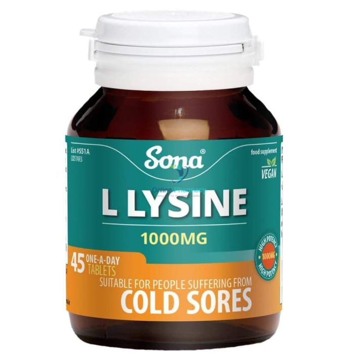 Sona L-Lysine 1000mg Tablets - 45/90 Pack - OnlinePharmacy