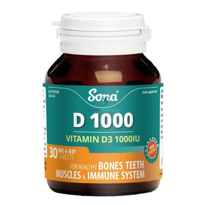 Sona Vitamin D3 1000IU Tablets - 30 Pack - OnlinePharmacy