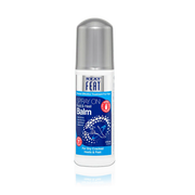 Spray On Foot and Heel Balm tube, designed for easy application to feet and heels. The packaging emphasises its moisturising and soothing properties, with clear product information and a simple, clean design.