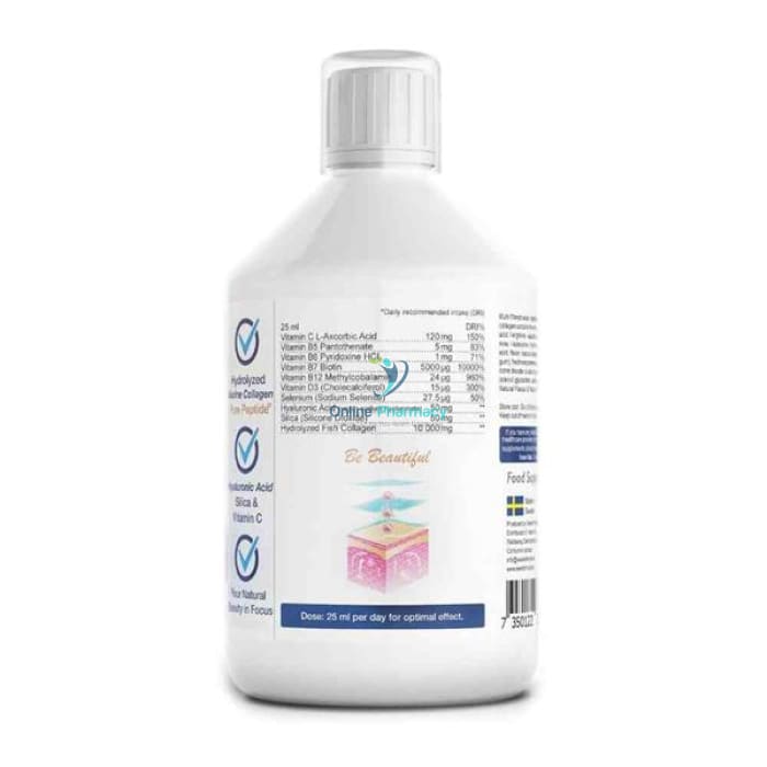 Swedish Nutra Collagen Marine Peptide Sugar Free 10000mg Liquid - 500ml - OnlinePharmacy