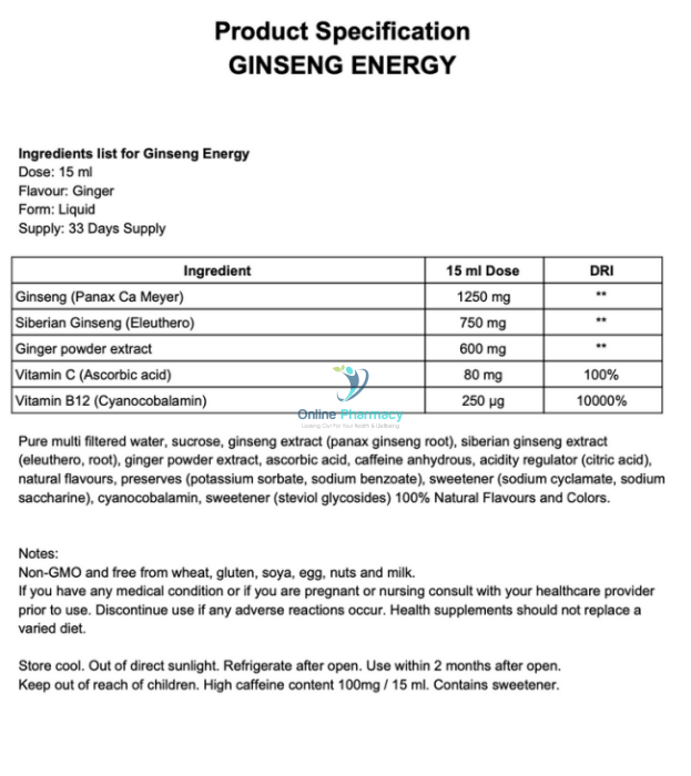 Swedish Nutra Ginseng Energy - 500Ml Multivitamins