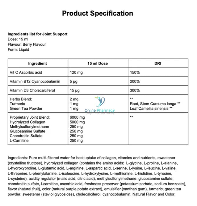 Swedish Nutra Joint Support Liquid - 500Ml Bone & Muscle Care
