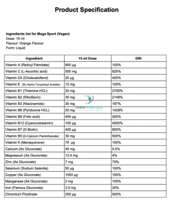 Swedish Nutra Mega Sport Multivitamin - 500Ml Multivitamins