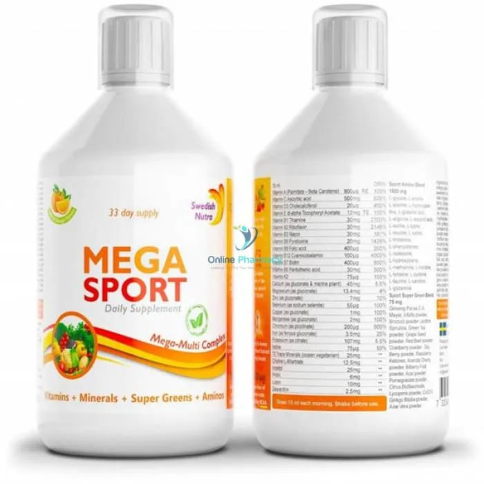 Swedish Nutra Mega Sport Multivitamin - 500ml - OnlinePharmacy