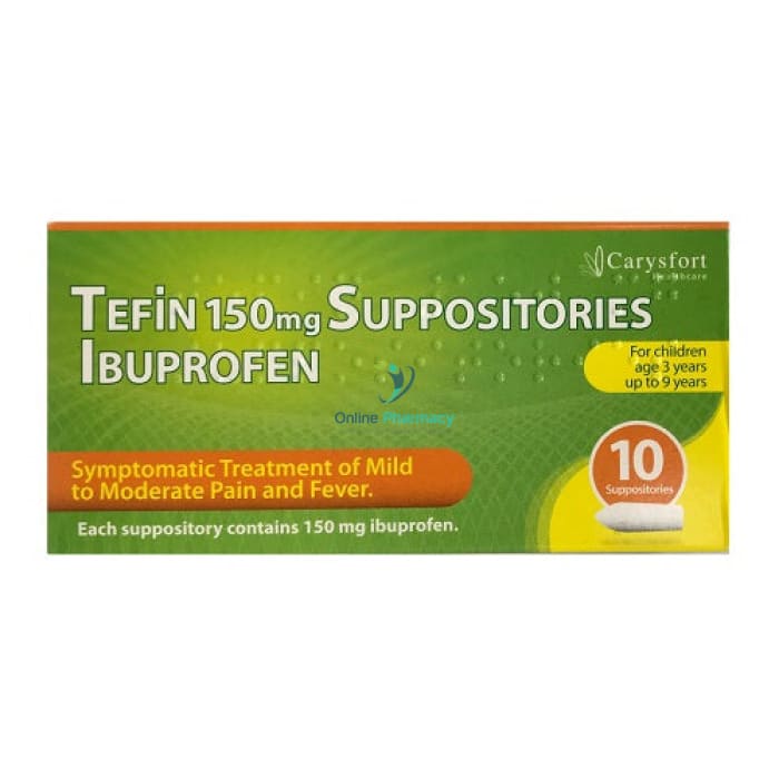 Tefin 150mg Ibuprofen Suppositories - 10 Pack - OnlinePharmacy