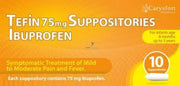 Tefin 75mg Ibuprofen Suppositories - 10 Pack - OnlinePharmacy