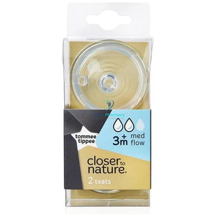 Tommee Tippee Closer To Nature Medium Flow Teats 3+months - 2 Pack