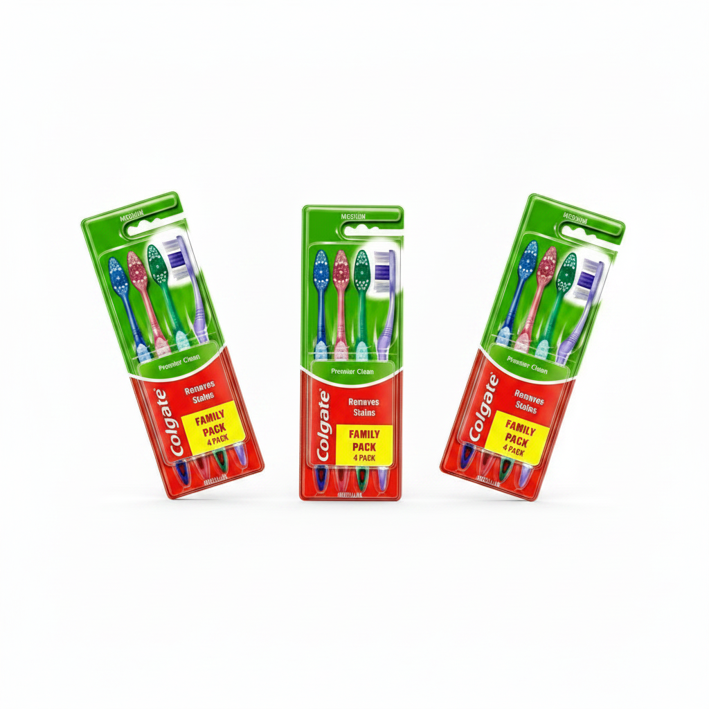 Colgate Premier Clean Toothbrush Medium - 4 Pack x 3