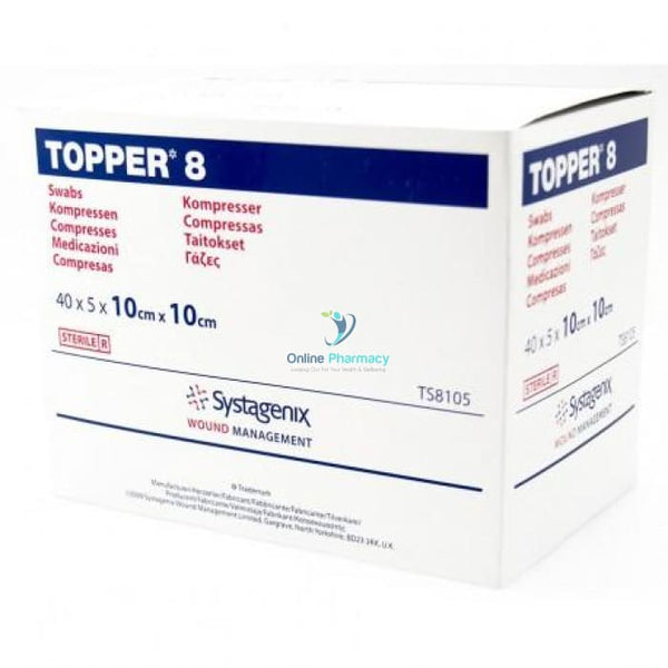 Topper 8 Sterile Swabs 10cm x 10cm - 5 x 40 swabs - OnlinePharmacy
