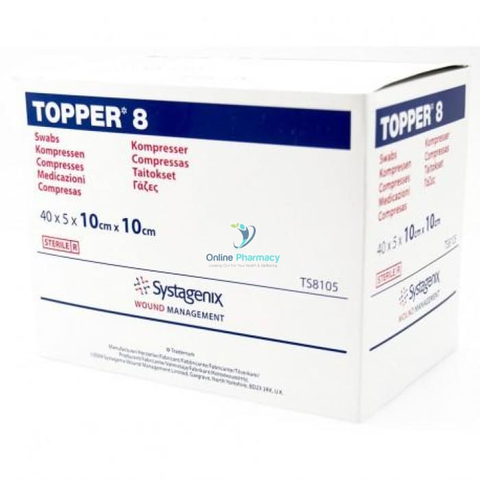 Topper 8 Sterile Swabs 10cm x 10cm - 5 x 40 swabs - OnlinePharmacy