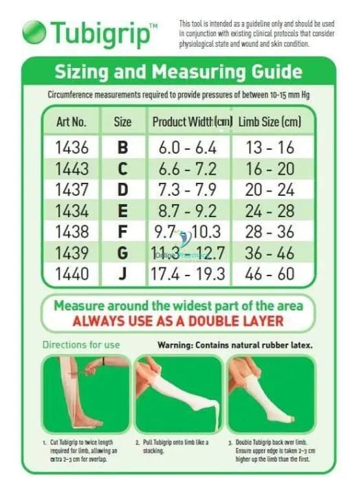Tubigrip Tubular Bandage 1M - Size D (7.3-7.9Cm) First Aid