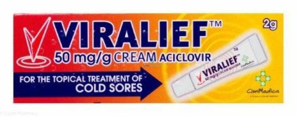 Viralief 5% (Aciclovir) Cold Sore Cream - 2g - OnlinePharmacy