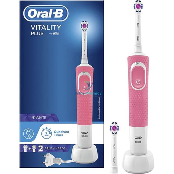 Vitality Plus Rechargeable Electric Toothbrush 3D Pink - OnlinePharmacy